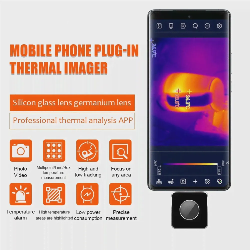 Мобильная тепловизионная камера Victor 328 для телефона Android Type-C IP65, промышленный контроль, Обнаружение тепловых потерь, инфракрасный тепловизор