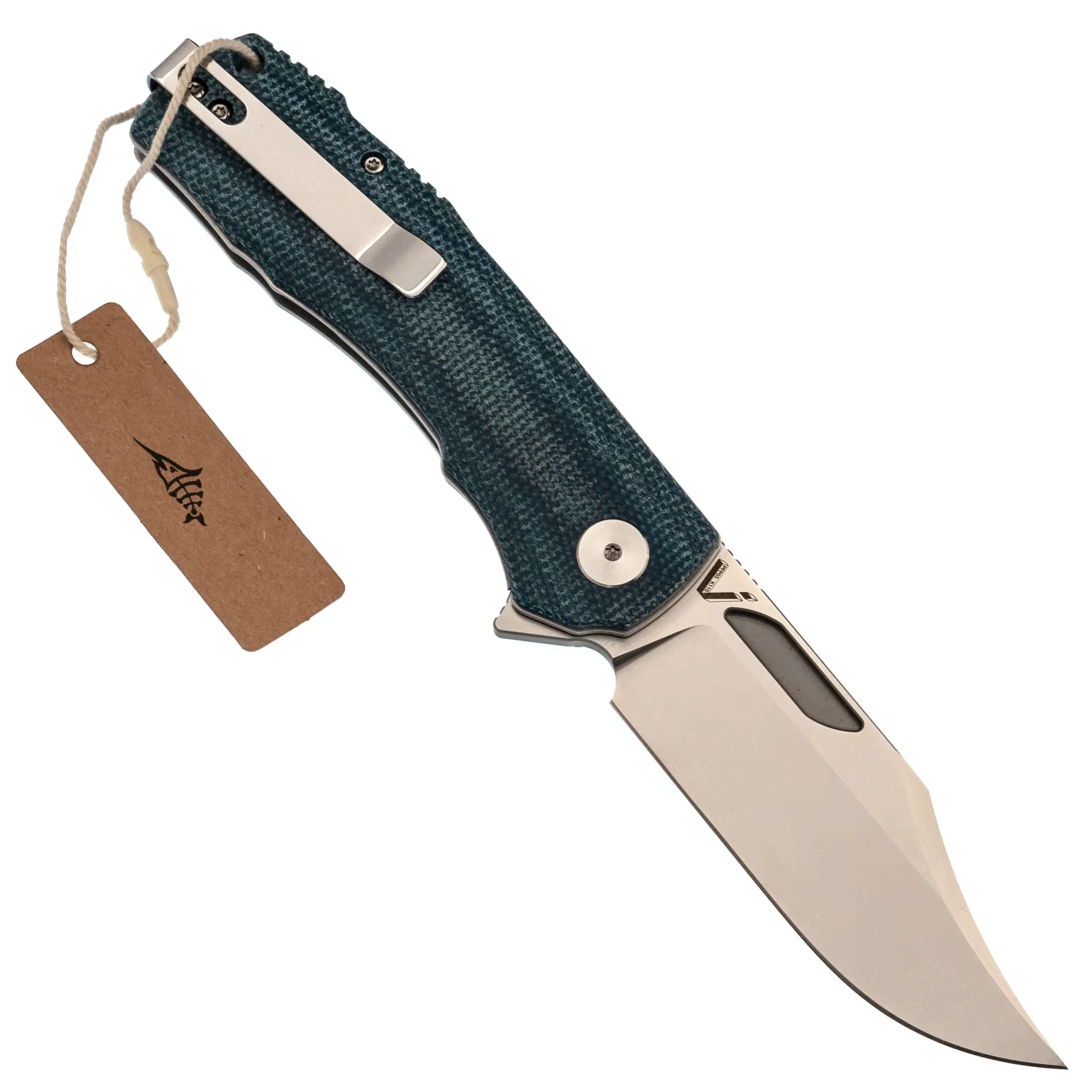 Складной нож Petrified Fish Victor Blue, сталь K110, рукоять микарта-4