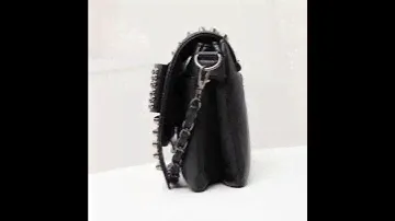 Vintage Black Leather Messenger Bag - Cool Skull Rivets for a Stylish Edge #leather #trendnest